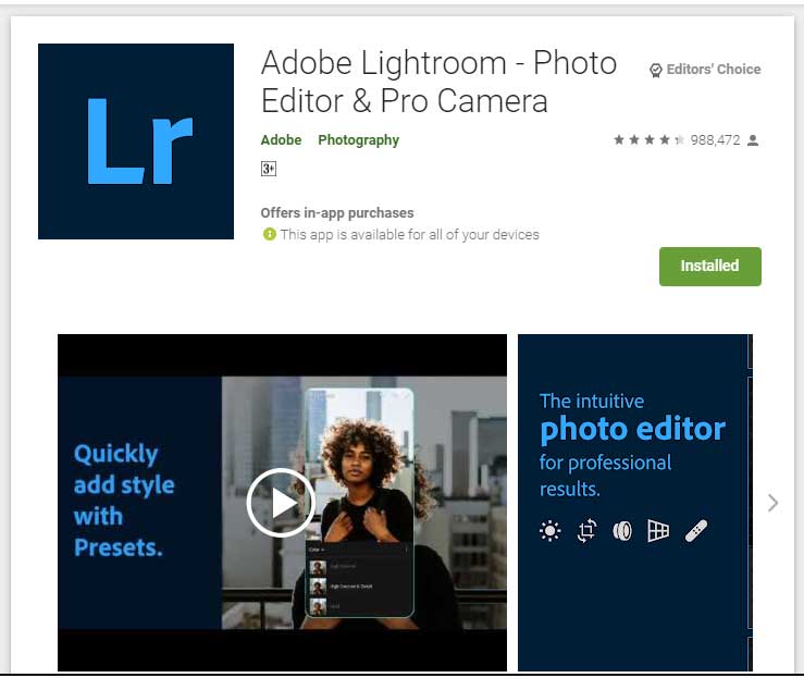best free Adobe Lightroom - Photo Editor & Pro Camera