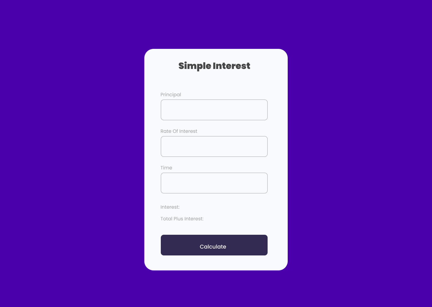 Simple Interest Calculator in JavaScript 