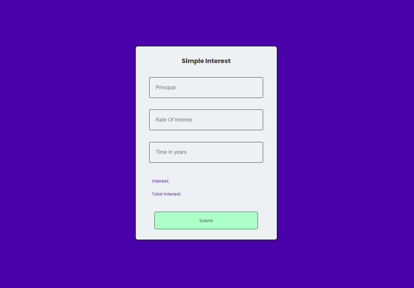 How to make Simple Interest Calculator in Javascript | Html Simple Interest Calculator for beginners